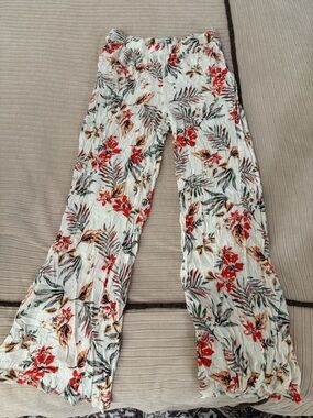 Fashion Nova White Floral Wide-Leg Pants